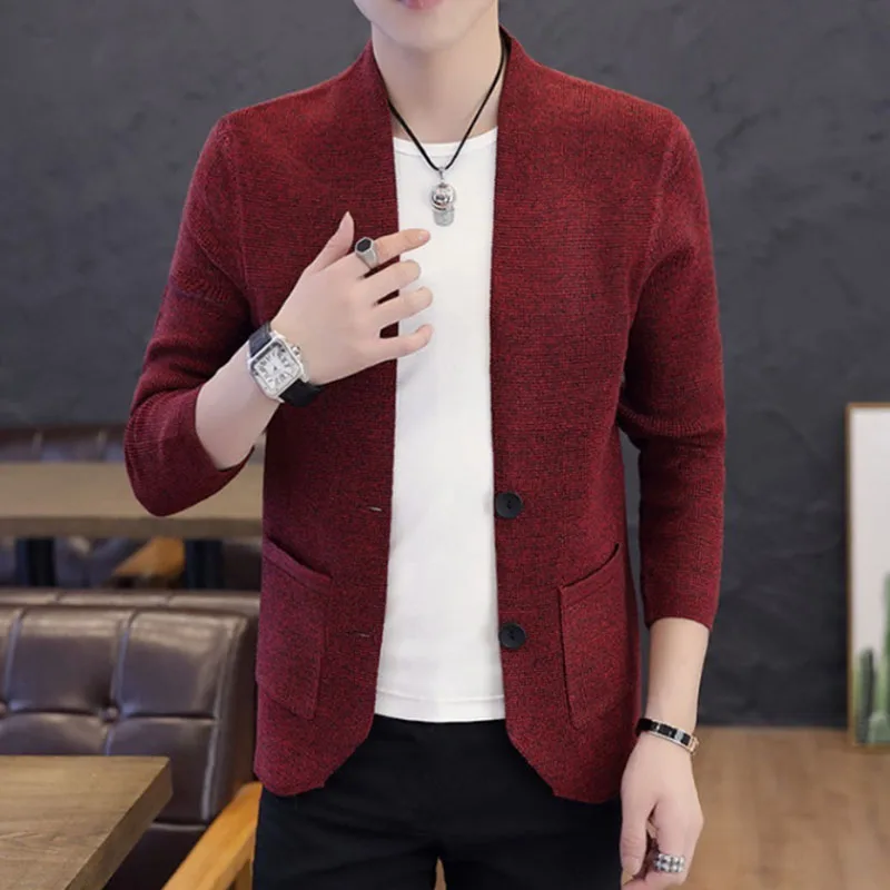 Autumn Cardigan Sweater Coat Men's Long Sleeve Cardigan Thin Men Trend Knitted Slim Sweater Brand Clothing yw571