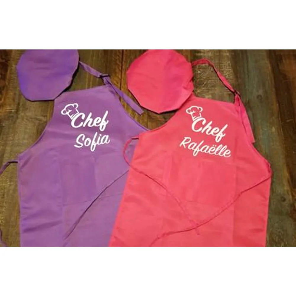 Name Kids Creative Kitchen Apron Birthday Party Baking Apron Hat Set Personalized Chef Unique Children's Day Gifts
