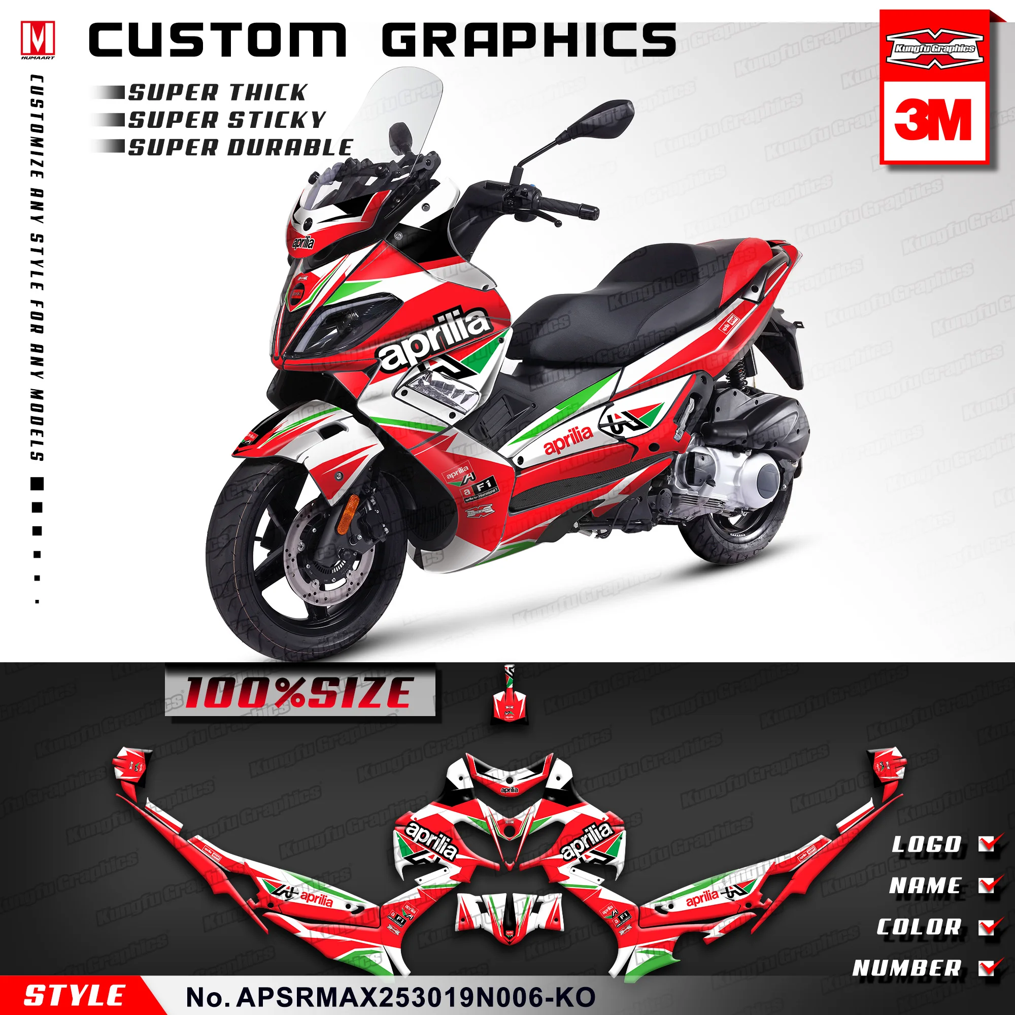 KUNGFU GRAPHICS Scooter Bike Stickers Custom Self Adhesives for Aprilia SR  MAX 250 300 2019 2020, Black Red _ - AliExpress Mobile