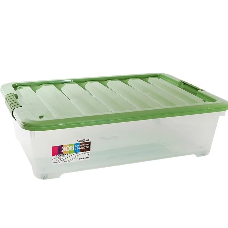 Кровать Нижняя коробка для хранения плоский пластик очень большое прозрачное хранение для спальни ящик для хранения одежды коробка для хранения WF806225 - Цвет: Green