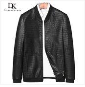 Dusen Klein Men Genuine Leather Jacket Autumn Outerwear Black/Slim/Simple Business Style/Sheepskin Coat 14Z6608 cowhide print jacket