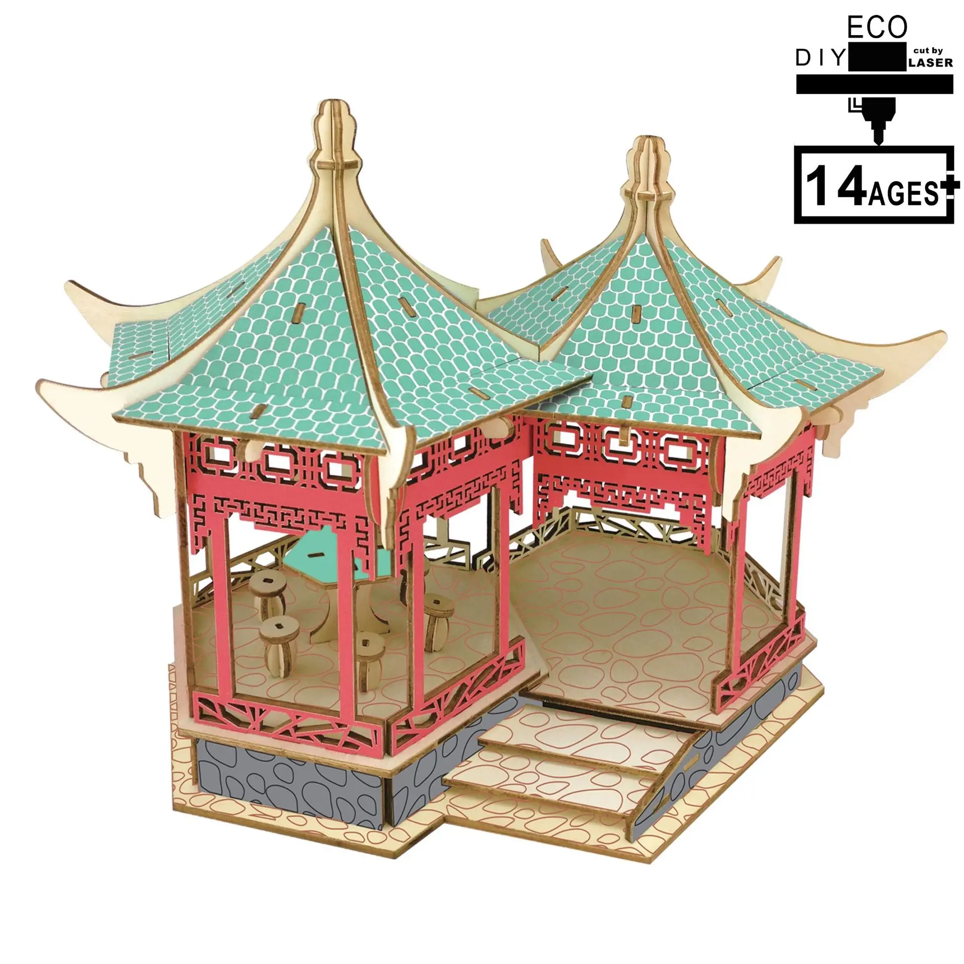 

Children DIY Educational Toy 3D Wooden 3D Puzzle Model Mandarin Duck Pavilion
