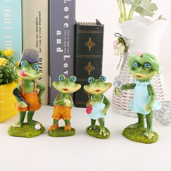 

Resin Creative Home Craft a Family of Four Golf Parent Child Frog Ornaments Bedroom Home Decoration Wholesale
