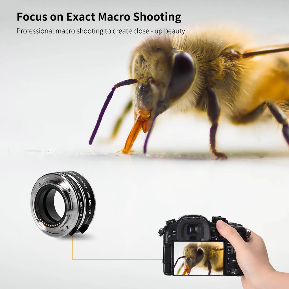 COMMLITE CM-MET-FX автоматическое Удлинительное Кольцо адаптера ttl Макросъемка с Fujifilm X-mount беззеркальных камер и объективов