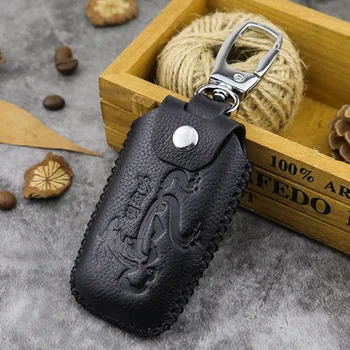 

New key bag Cowhide handmade creative horse to success car key bag couple key protector Organizer Pouch Wallet Housekeepe unisex