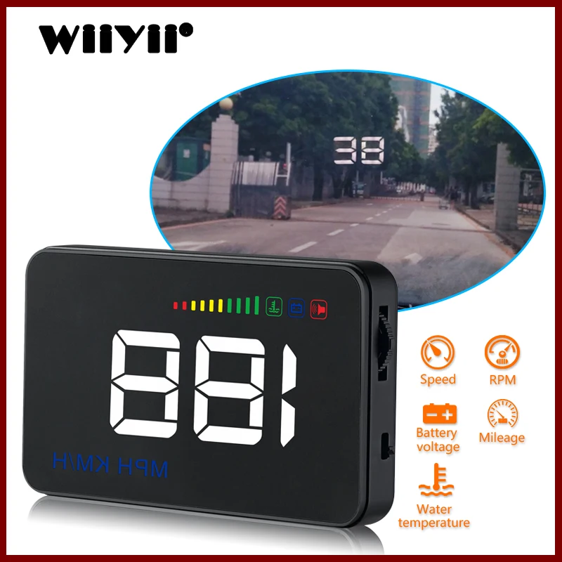 

GEYIREN A500 Car HUD OBD II Head-Up Display Overspeed Warning System Projector Windshield Auto Electronic Voltage Alarm