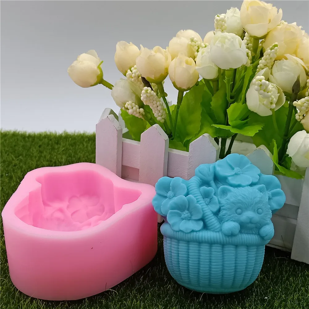 Цветок кошка дизайн формы для мыла 3D DIY силиконовые формы для изготовления мыла