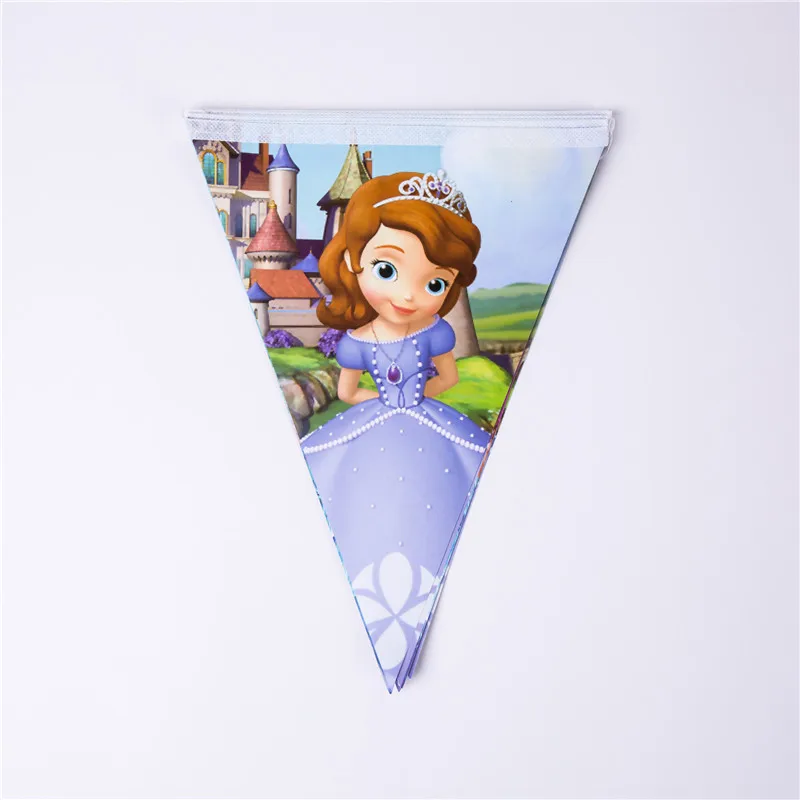 Banner(1Pcs) Мультфильм Принцесса София девочки день рождения одноразовые украшения на день рождения Детские бумажные чашки тарелки салфетки детский душ - Цвет: Banner(1Pcs)