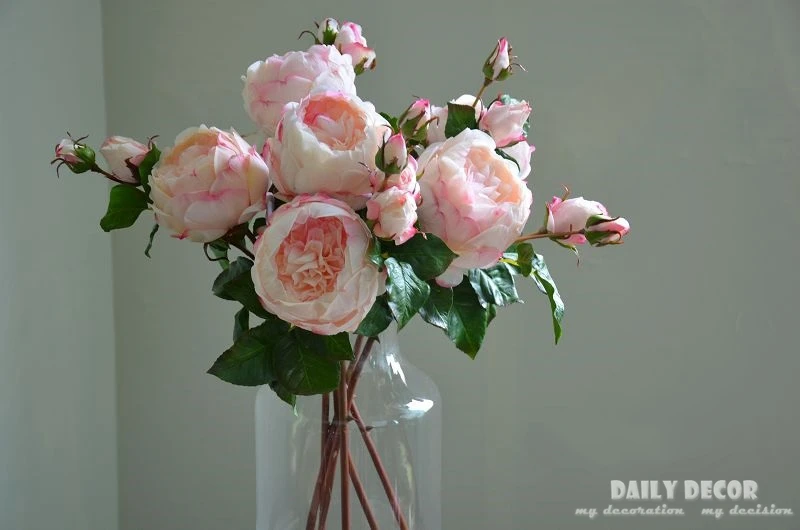 12pcs /lot! 3 heads high quality English roses fake decorative rose flowers wedding artificial flower wholesale