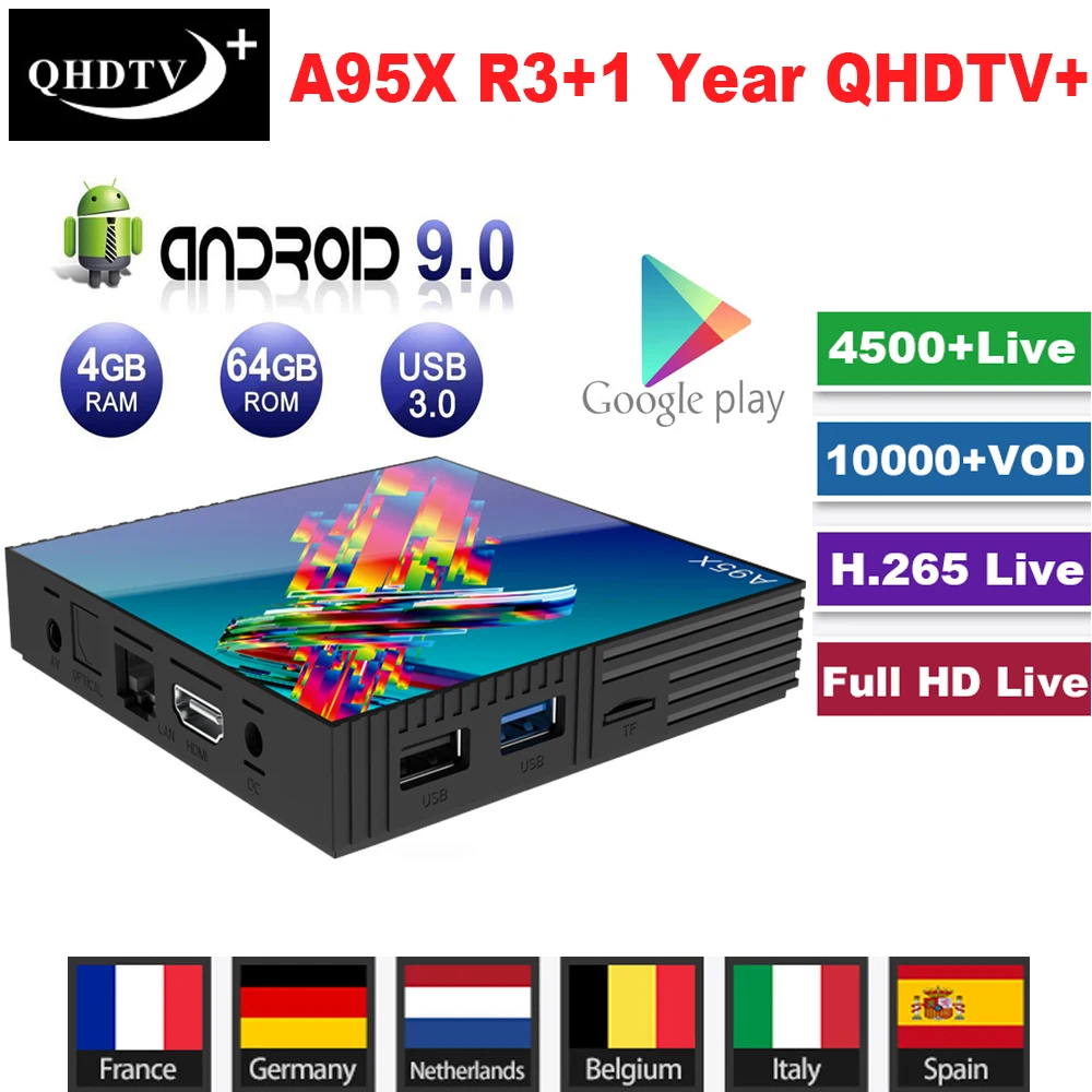 1 год IP tv QHD tv Plus подписка IP tv Франция арабский Португалия Великобритания итальянский, французский арабский IP tv M3U код и A95X R3 Smart tv BOX