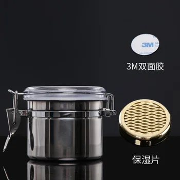 

Fashion Silver stainless steel Pipe Tobacco Box Can Jar Cigarette Cigar Humidor Humidifier Airproof pot capacity S/M/L size