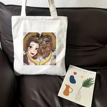 New Fashion Trend Beauty With Wild Beast Beauty Love Print Shoulder Canvas Bags Harajuku Casual Large Capacity Handbag Women Bag