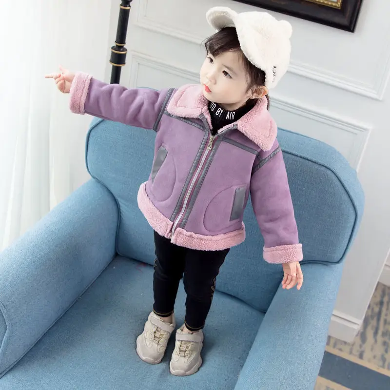 Deer velvet purple Теплые пальто для девочек зимняя детская модная плотная Вельветовая верхняя одежда, куртки для маленьких девочек, детская одежда для девочек, одежда для девочек - Цвет: Deer velvet purple