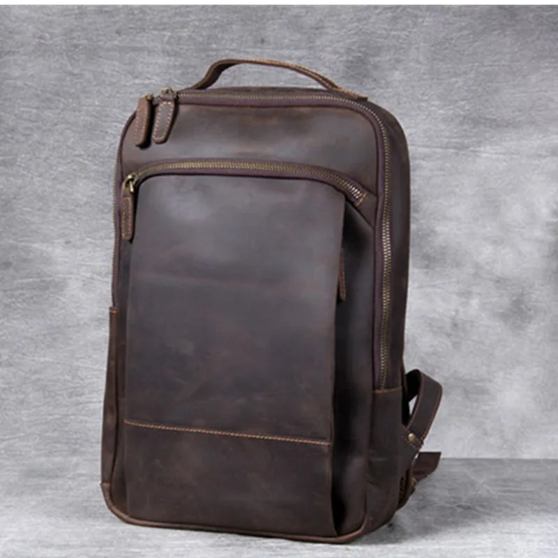 Мужская кожаная сумка, винтажный рюкзак, школьные сумки для мальчиков-подростков, рюкзак,, ручная работа, Воловья кожа, рюкзаки для Macbook Pro 15