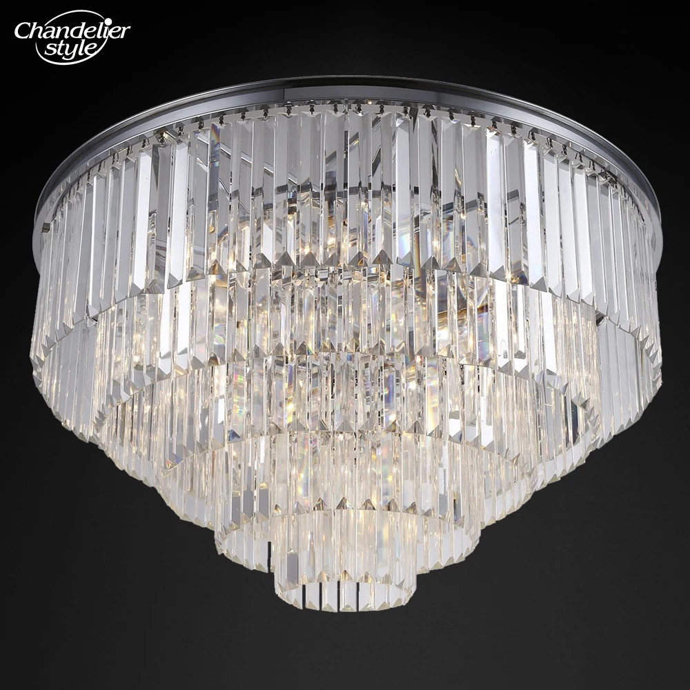 Modern Crystal Prism Chandelier Lighting Luxury Cristal Ceiling Chandeliers Flush Mount Light Fixtures for Home Hotel Decoration | Лампы и