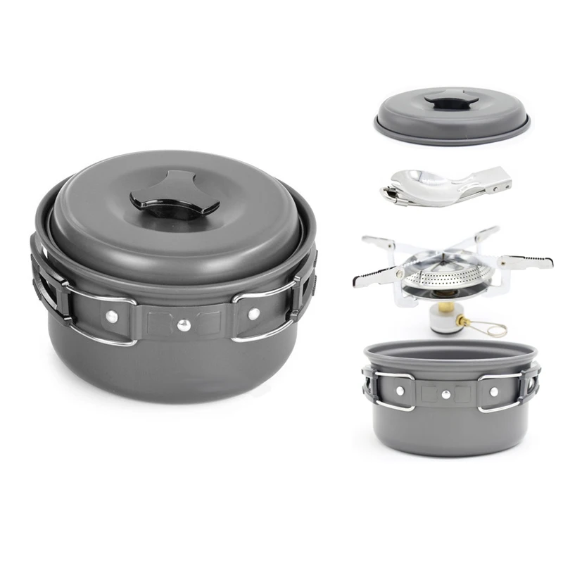 Ultralight Outdoor Camping Cookware Single Cooking Pot Utensils for Hiking Picnic Backpacking Tableware Pot 1 Person camping cutlery,portable tableware,camping cookware,portable cutlery,titanium tableware,outdoor pot