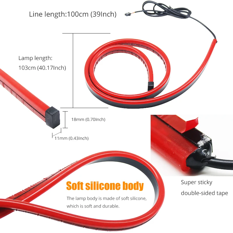 Красный стоп сигнал светодиодный 100 см дополнительный автомобильный светильник s