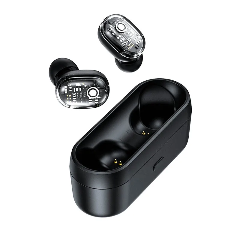 Черный MIXTONE 6D беспроводные стерео наушники TWS Bluetooth наушники с сенсорным управлением прозрачные водонепроницаемые с микрофоном - Цвет: Черный