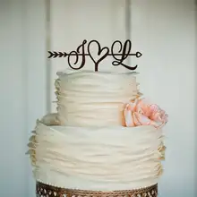 Пользовательские Mr and Mrs lnitials имя свадебный торт Топпер персонализированные деревянные деревенский торт Топпер юбилей помолвка Свадьба Decora