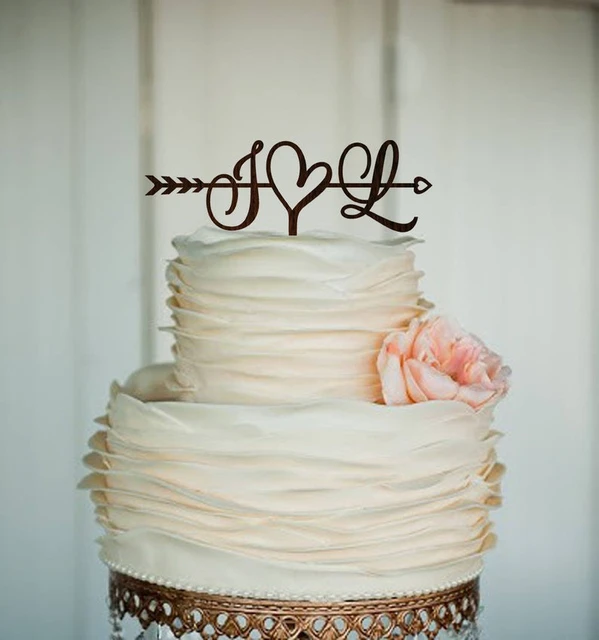Topper de madeira personalizado do bolo para o casamento, nome feito sob  encomenda e topper rústico do bolo de casamento da data, aniversário com  toppers do bolo do nome - AliExpress