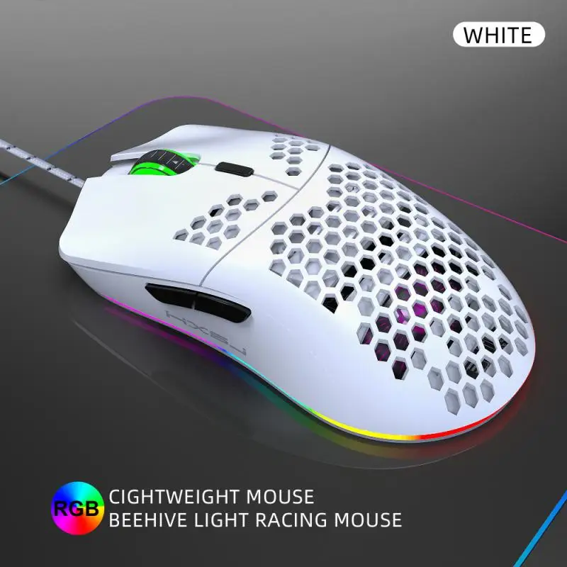 Мышь HXSJ J900 Проводная игровая мышь USB с RGB светильник кой игровые мыши шестью