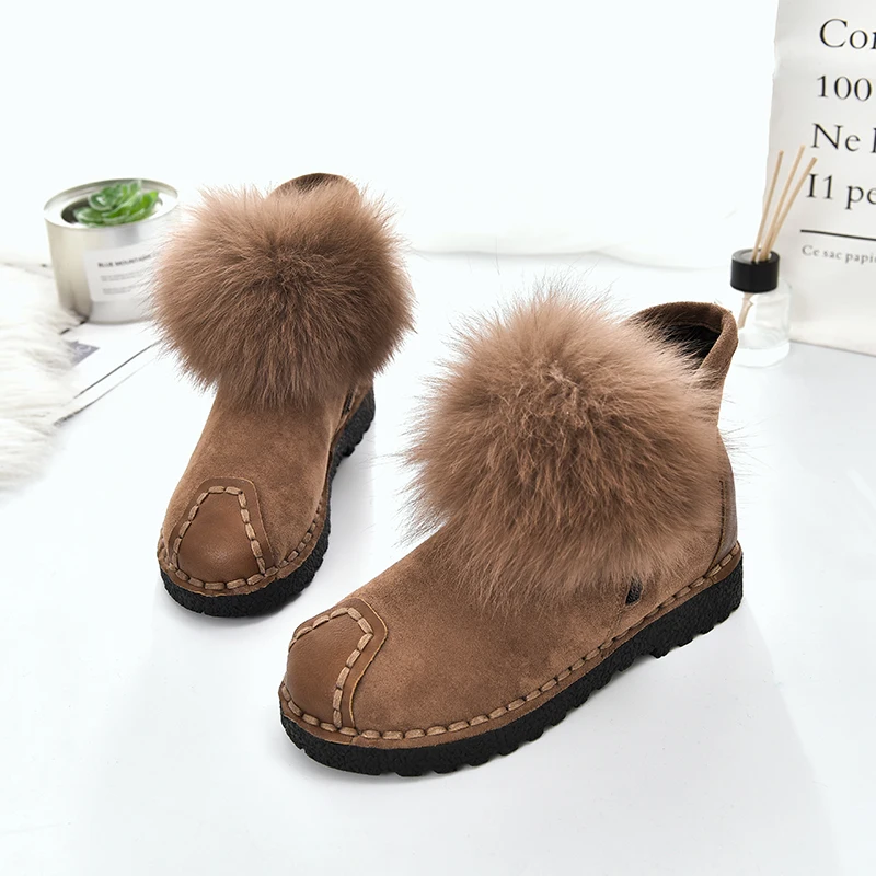 Модные женские зимние ботинки с толстым мехом; непромокаемые женские сапоги с круглым носком на плоской подошве с высоким берцем; зимние сапоги; g925