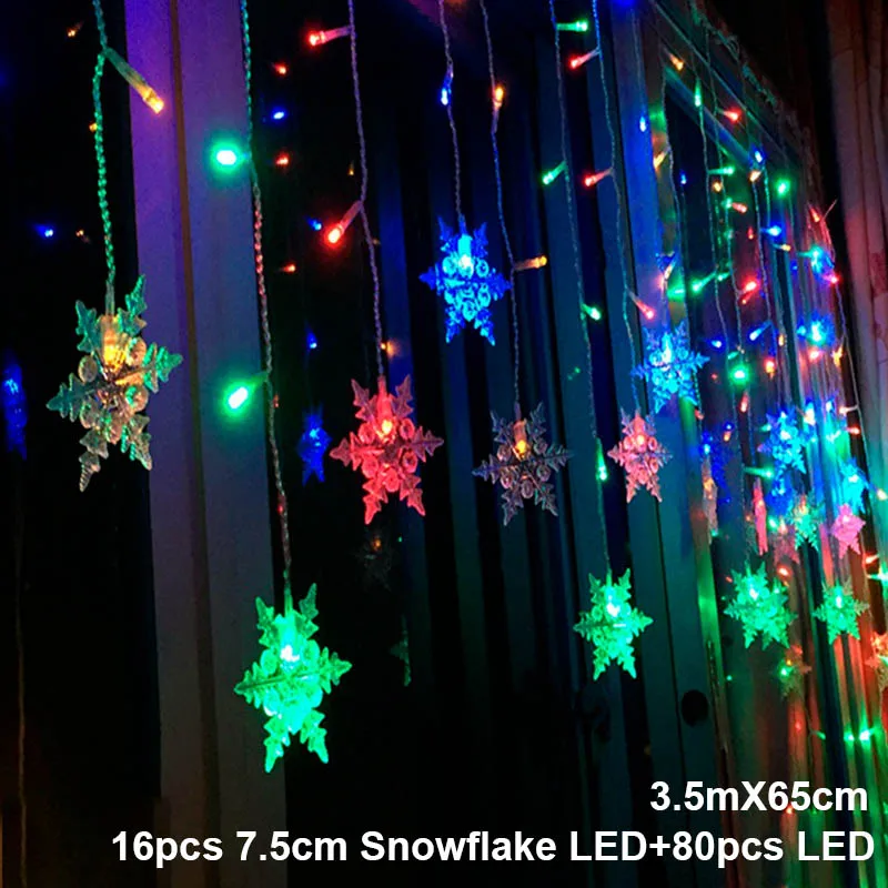 color snowflake Лось гирлянда с колокольчиками светильник светодиодный Рождественский Декор для дома подвесная гирлянда Рождественская елка Декор Украшение Navidad Рождественский подарок год - Цвет: color snowflake
