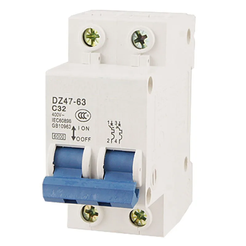 DZ47-63 C32 AC 400V 32A 6000A 2 полюса DIN рейку миниатюрный выключатель