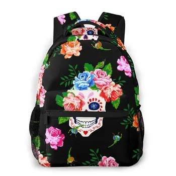 

Women fashion backpack male travel backpack mens bag large laptop shopping travel bag Suger Skull And Rose