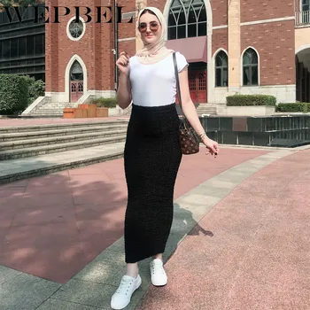 

WEPBEL Skirt Women Ins Muslim High Waist Fashion Seamless Super-Elastic Knitted Ankle-Length Skirt Ramadan