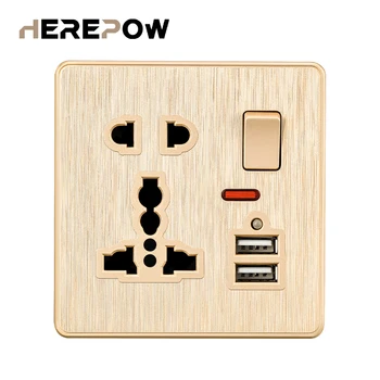 

Herepow Steckdose Universal Steckdose Mit Dual USB Schalter Smart Induktive Lade Port Für 5V 2,1 EINE Mobile Telefon