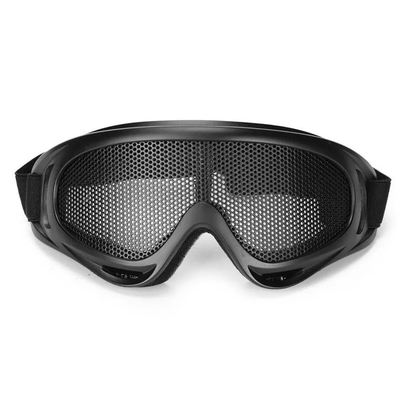 Outdoor Eye Protective Comfortable Airsoft Safety Tactical Metal Mesh Glasses Goggle Black