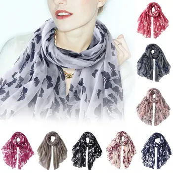 

Fashion Long Printed Butterfly Scarf Lightweight Neck Scarves Shawl Wrap for Women Spring Fall H9