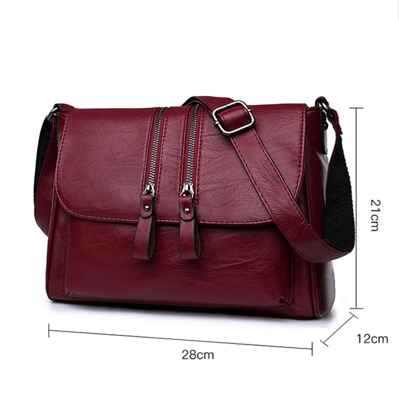  Fashion Women's Shoulder Bags 2019 New Leather Large Capacity Solid Color Women Handbag Retro Messe - 4000165862439