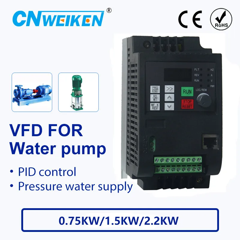 380V 0.75KW/1.5KW/2.2KW WK600 Series Frequency Converter Constant Pressure Control Water Pump Dedicated Inverter PID Controller |