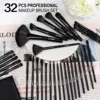 32pcs Black Makeup Brushes Natural Hair Professional Foundation Powder Eyeshadow Blush Makeup Brush Set With Case 2