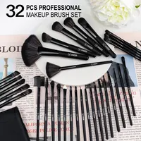 32pcs Black Makeup Brushes Natural Hair Professional Foundation Powder Eyeshadow Blush Makeup Brush Set With Case 2
