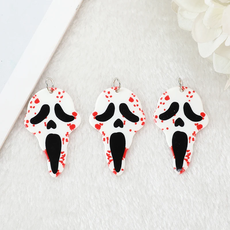 1, 4 or 20 Pieces: Pink Knife with Skull Face Halloween Charms