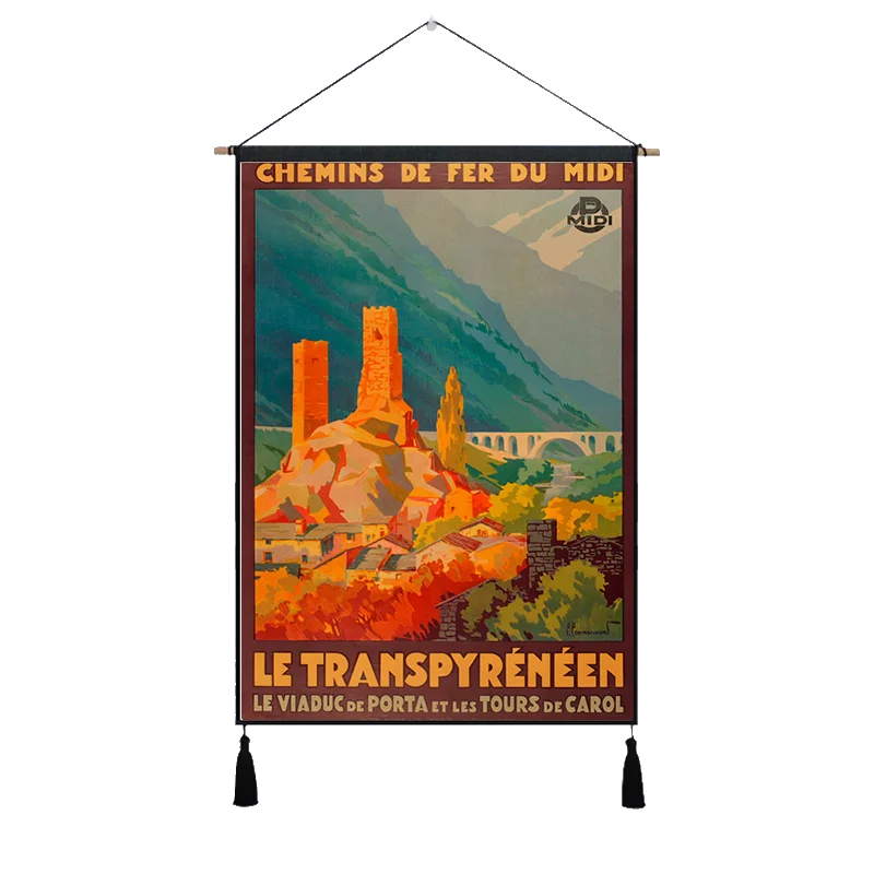 Нормандия Версаль Франция Путешествия висячая ткань хлопок линия живопись плакаты домашний Декор настенный гобелен подарок - Цвет: Зеленый