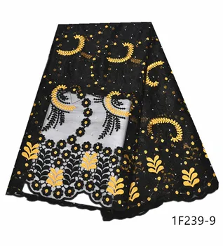 

French Lace Fabric African Embroidered Tulle Lace Fabric With Stones Nigerian Lace Fabric For Wedding Party Dress 1F239