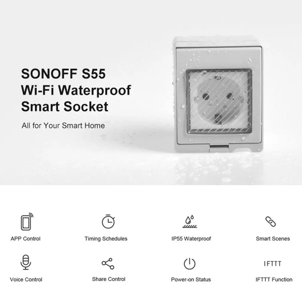 S55 Wi-Fi умная водонепроницаемая розетка домашняя умная телефонная розетка дистанционного управления Водонепроницаемая умная розетка