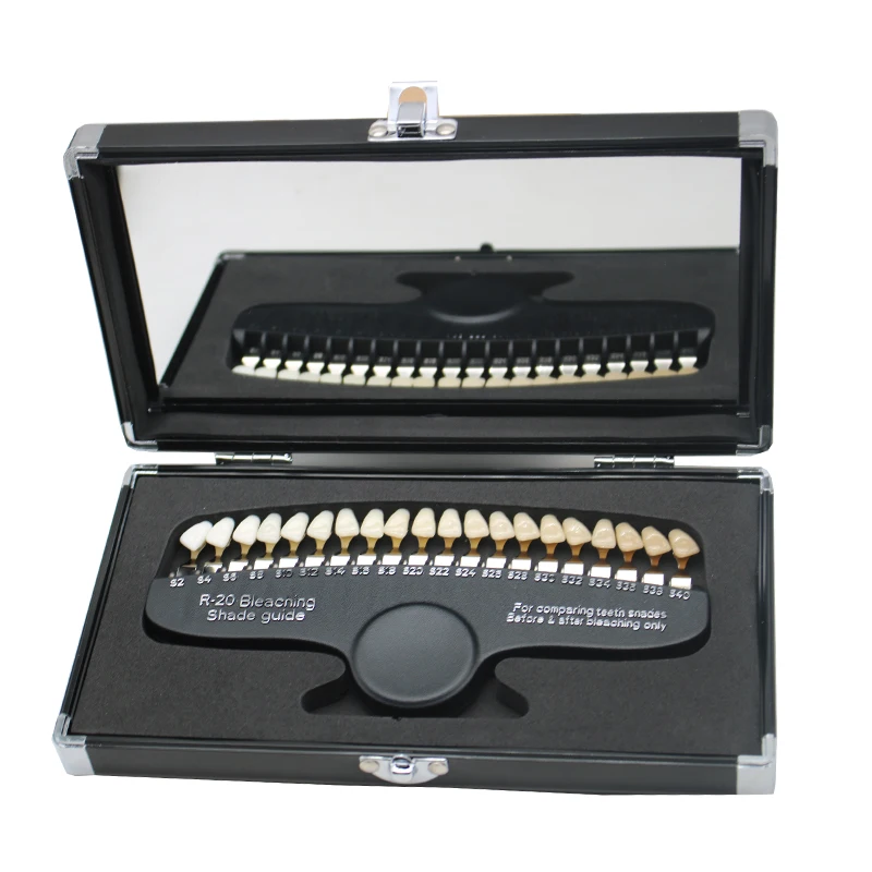 1set Teeth Whitening Color Comparator With Mirror 27Colors Dental Bleaching Plate tools Dentistry Dentist Cold Light Description