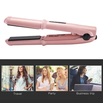 

Portable Cordless Hair Straightener for Travel Mini USB Rechargeable Flat Iron with Ceramic Plates