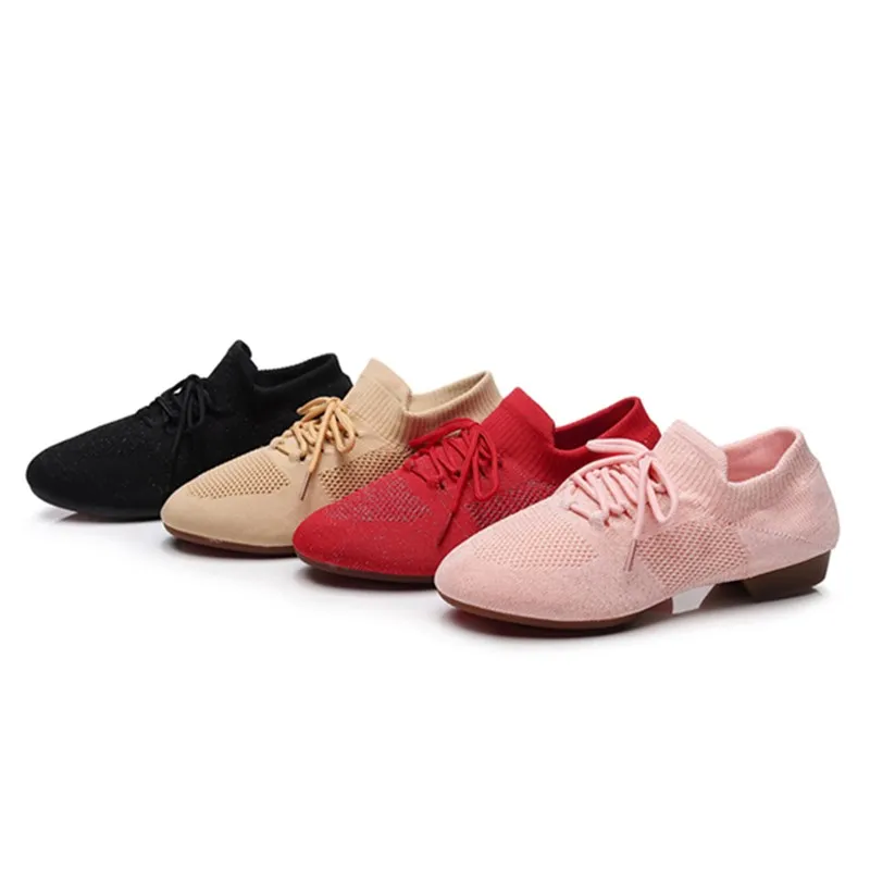 Women Dancing Shoes Soft Pointe Ballet Jazz Dance Shoes Chunky Heel dance shoes