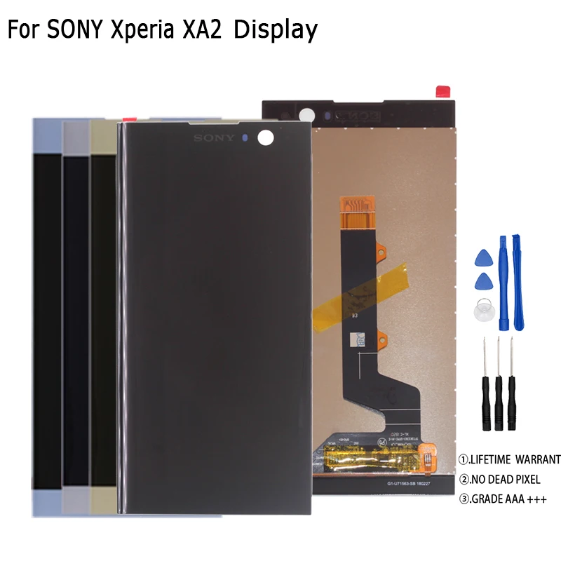 Para Sony Xperia XA2 Pantalla LCD táctil digitalizador de cristal Montaje Marco Azul 