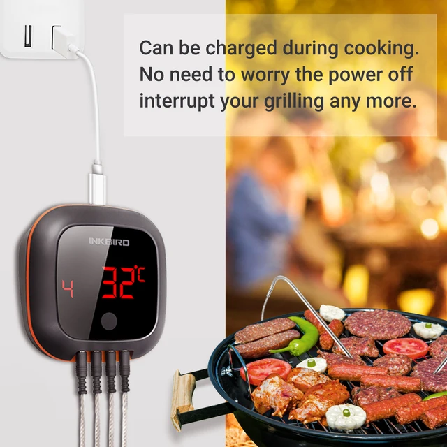 INKBIRD IBT-2X Bluetooth Meat Thermometer with Dual Probes Wireless Food  Thermometer For Smoker - AliExpress