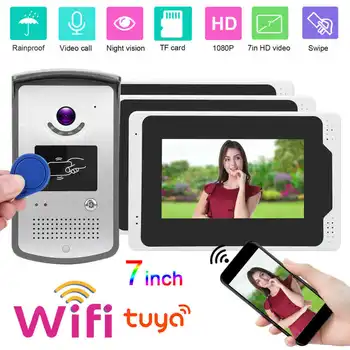 

doorbell camera 7in TFT 3 Monitors Doorbell 1080P Intercom Door Phone Night Vision Remote Monitoring Entry System 100 -240V