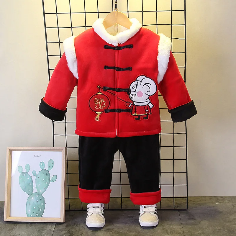 

Baby Chinese Costume Winter Children New Year-Chinese-style New Year Service 2020 Mice Sending Blessing