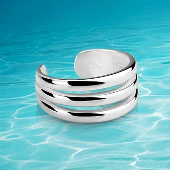

Fashion Real 925 Silver Color Multilayer Rings for Women Jewelry Punk Retro Antique Adjustable Size Finger Big Ring Gift