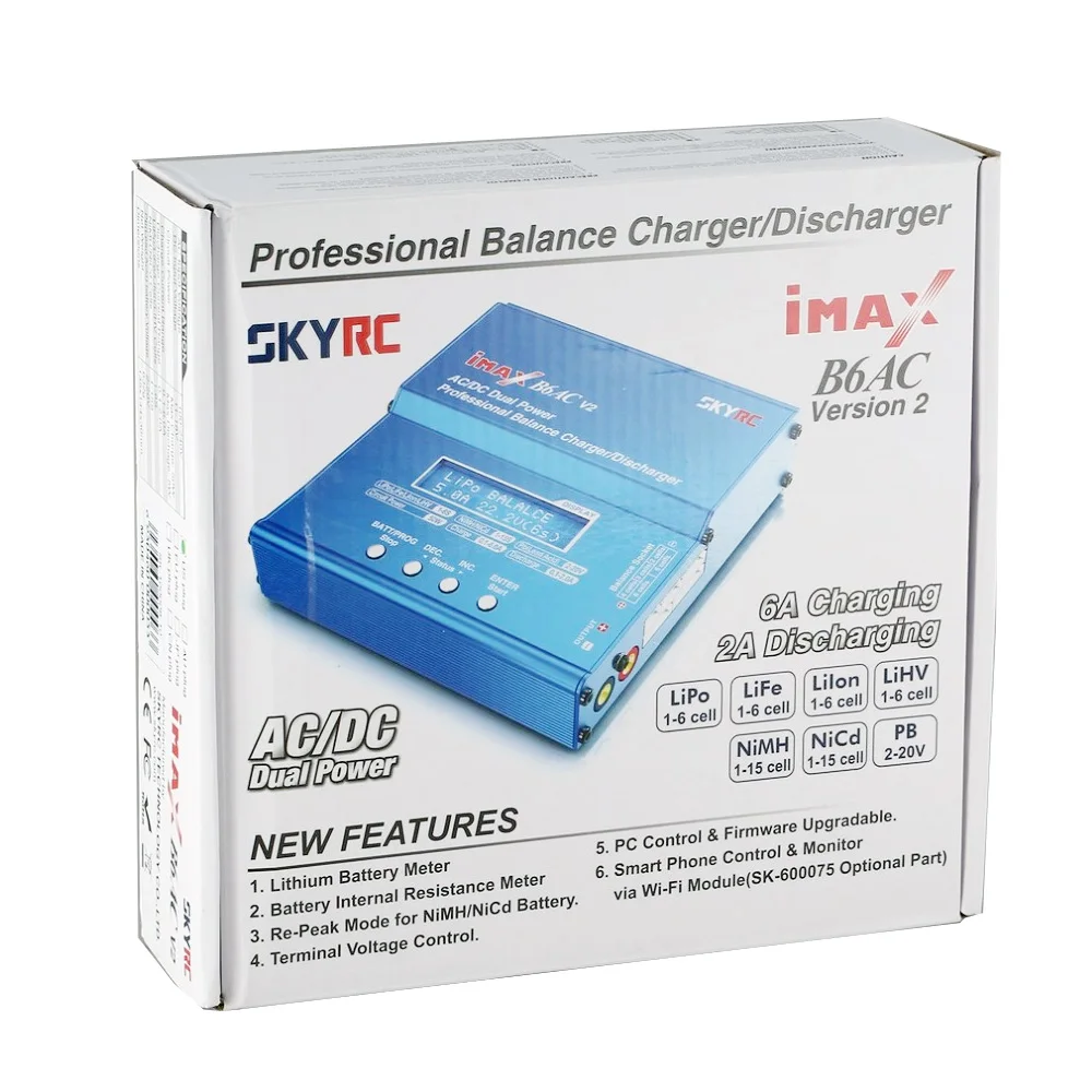 SKYRC IMAX B6AC V2 Постоянный/переменный ток, двойное зарядное устройство для баланса питания, зарядное устройство для 1-6S Lipo LiHv LiFe Lilon 1-15s NiCd/NiMH